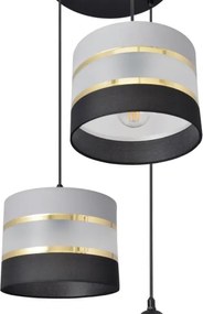 Csillár zsinóron HELEN 3xE27/15W/230V fekete/szürke/arany