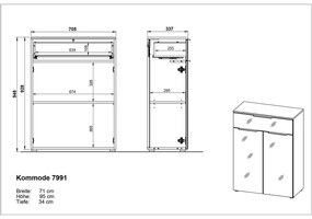 Szürke magas-fali fürdőszoba szekrény 71x95 cm Vasio – Germania