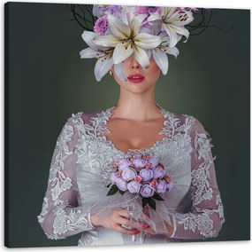 Vászonkép Nő fehér ruhában Natura 90X90 cm Ideális ajándék