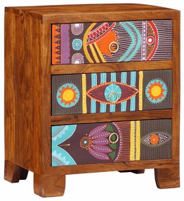 tömörfa akácfa többszínű komód 50x35x60