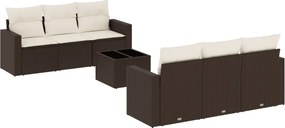 vidaXL 7 részes barna polyrattan kerti ülőgarnitúra párnákkal