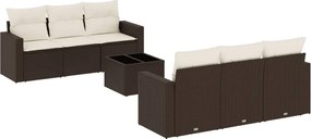 vidaXL 7 részes barna polyrattan kerti ülőgarnitúra párnákkal