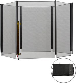 HOMCOM Pótbiztonsági Háló Ø305 cm Kerek Trambulinhoz Cipzáras Ajtóval 6 Egyenes Rúddal Ø305x180 cm Fekete | Aosom