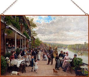 Marie-François Firmin-Girard - Le dimanche au Bas-Meudon üvegkép, fali