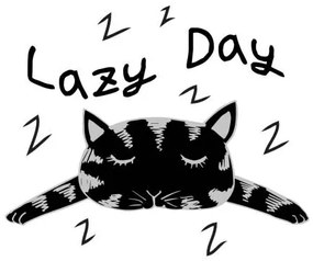 Illusztráció Cute cat with word lazy day.,, Handini_Atmodiwiryo