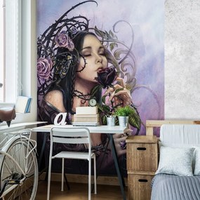 Vinyl fotótapéta 184x254 Lányok Fiatal hölgy rózsákkal +ragasztó