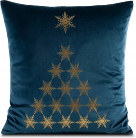 Karácsonyi párnahuzat JOY/2/B 45x45 sötétkék arany karácsonyfa