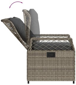 3 részes szürke polyrattan kerti étkezőgarnitúra párnával
