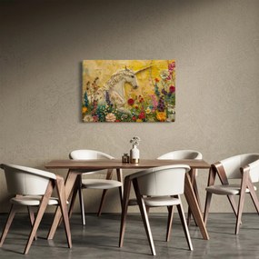 Kép - Egyszarvú virágokkal (90x60 cm)
