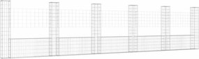 vidaXL U-alakú vas gabionkosár 6 oszloppal 620 x 20 x 150 cm