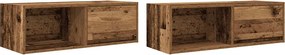 vidaXL 2 db antik fa szerelt fa fali TV-szekrény 80x31x25,5 cm