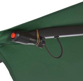 zöld konzolos kerti napernyő LED-del és fémrúddal 350 cm