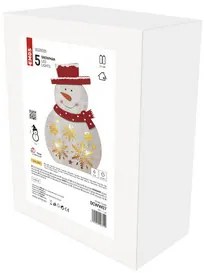 LED karácsonyi hóember, fa, 30 cm, 2x AA, beltéri, meleg fehér, időzítő