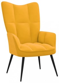 pihenőfotel zsámolynal mustárzöld bársonyból