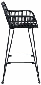 Bárszék 2 pcs Fekete 55 x 52 x 92 cm Rattan és Vas