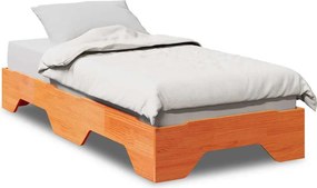 vidaXL ágy matrac nélkül rakásolható viaszbarna 75x190 cm tömör fa