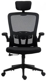 Ergonomikus irodai szék deréktámasszal, fejtámlával, fekete