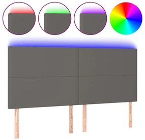 szürke műbőr LED-es fejtámla 160x5x118/128 cm