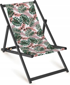 Strand Napozóágy Fullprint Rózsaszín Monstera Összecsukható Fa Kerti Napozóágy