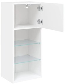 2 db fehér TV-szekrény LED-világítással 40,5 x 30 x 90 cm