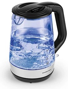 GOURMETMAXX Üveg Vízforraló Rozsdamentesacél Fekete 1,7L 2200W DS11330-L