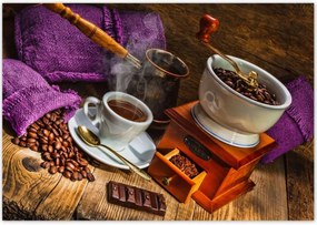 Poszterek 100x70 Lila kávés zsákok