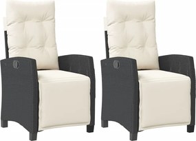 vidaXL 2 db fekete polyrattan dönthető kerti szék lábtartóval