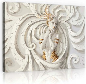 Vászonkép 70x50 Arany Medúza kő háttérrel Mitológiai akcentus otthonra