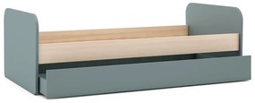 Natúr színű-szürkészöld ágyneműtartós gyerekágy kihúzható pótággyal ágyráccsal 90x200 cm borovi fenyő dekorral Esteban – Marckeric