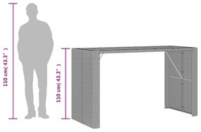 fekete polyrattan kerti bárasztal akácfa lappal 185x80x110 cm