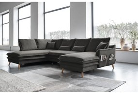 Sötétszürke kinyitható sarokkanapé (bal oldali-U alakú) Charming Charlie – Miuform