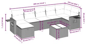 8 részes bézs polyrattan kerti ülőgarnitúra párnával