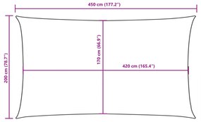bézs téglalap alakú oxford-szövet napvitorla 2 x 4,5 m