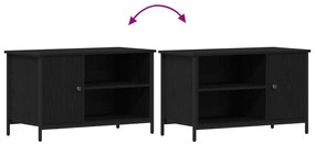 TV Szekrény Fekete Tölgy 80x40x50 cm Mérnöki Fa és Acél