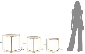 Aranyszínű kerek dohányzóasztal szett üveg asztallappal, 3 db-os ø 60 cm Triangle – Mauro Ferretti