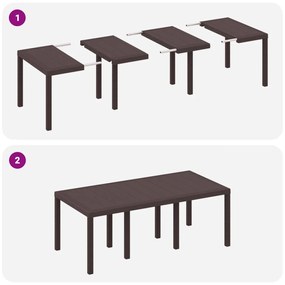 9 darabos kerti étkezőszett párnákkal Barna poly rattan