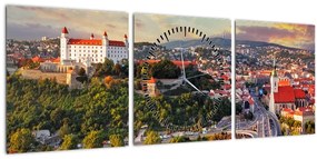 Kép - panoráma, Pozsony, Szlovákia (órával) (90x30 cm)