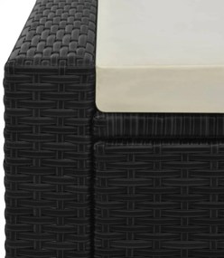 fekete kétszemélyes polyrattan napozóágy