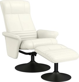 HOMCOM Dönthető Szék Lábpihentetővel, 360°-ban Forgó TV Szék Döntési Funkcióval, Párnázott TV Szék Mikroszálas Megjelenésben Nappalihoz, Krémfehér | A