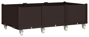 vidaXL barna polipropilén rácsos kerekes ültetőláda 150 x 80 x 54 cm