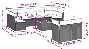 10 részes bézs polyrattan kerti ülőgarnitúra párnával