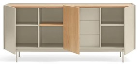 Bézs-natúr színű alacsony komód tölgyfa dekorral 180x78 cm Otto – Teulat