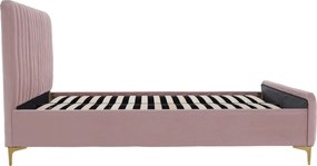 Ágy, rózsaszín/ gold arany króm, 140x200, KAISA