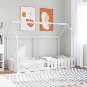 fehér tömör fenyőfa házikó gyerekágykeret 90 x 200 cm