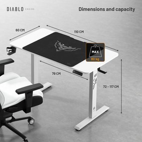 Diablo X-Tensio 1100 állítható magasságú íróasztal fehér
