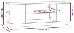 fekete tömör fenyőfa TV-szekrény 110x35x40,5 cm