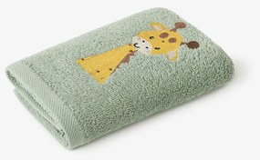 Goldea gyermek frottír törölköző - zsiráf zsályaszínű alapon 30 x 50 cm