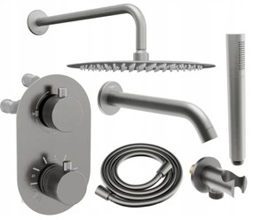 Mexen Kai DR70 beépíthetó kád-zuhany készlet fejzuhannyal 25 cm, Sötétszürke - 77602DR70251-66