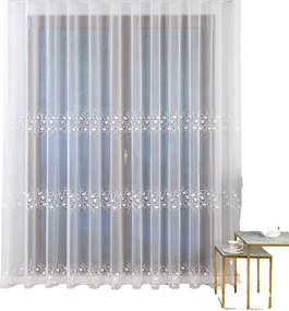 Hímzett függöny fehér – elegáns ráncoló szalagfüggöny 450X245