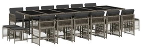 vidaXL 17 részes szürke polyrattan kerti étkezőgarnitúra párnával